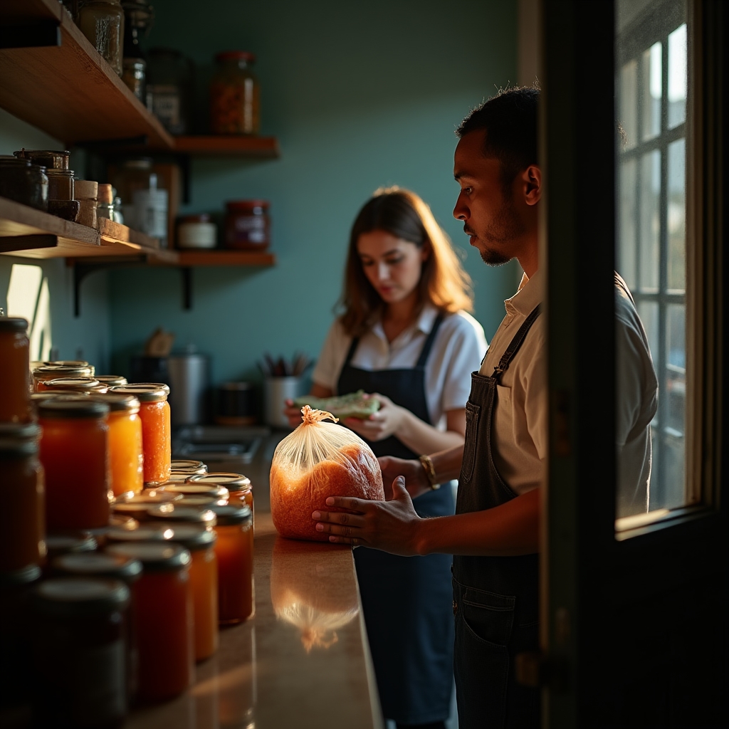 Entrega de un pedido en la cocina de un productor a un operador logístico